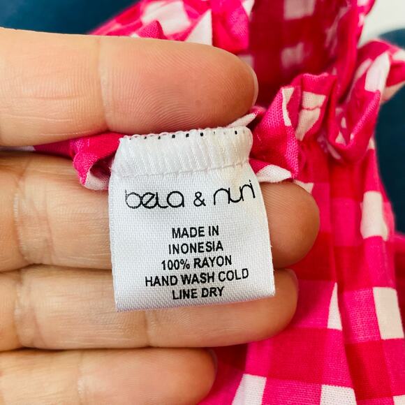 NWT Bela & Nuni 3M Gingham Pink Bubble Romper - Picture 3 of 5